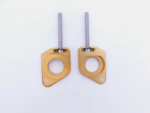 SUZUKI GOLD CHAIN ADJUSTER BLOCKS 2022-2024 HAYABUSA GENUINE OEM NEW KANJI LOGO